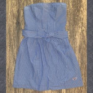 Hollister blue & white striped strapless dress